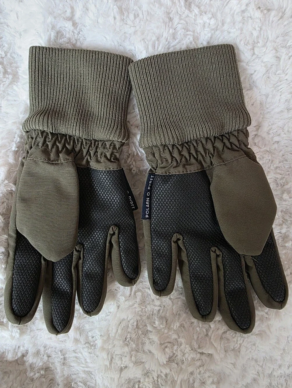 Polarn O. Pyret Olive Green Weather-Resistant Kids Gloves